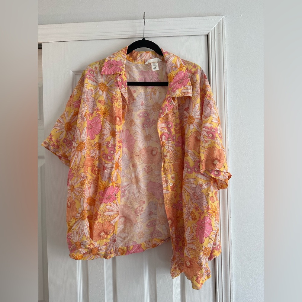 Pink and Yellow Floral Shirt